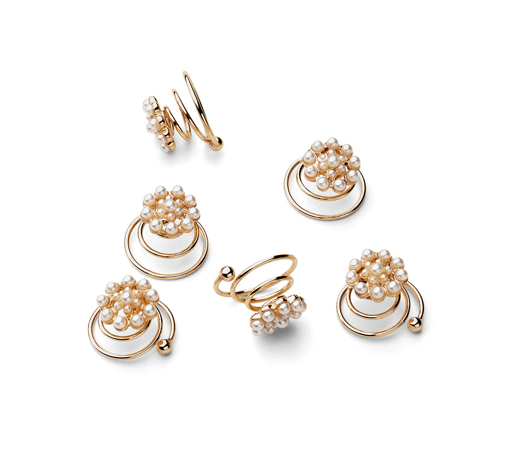 Trisa Celebride Spirales curlies dorées avec des perles fines