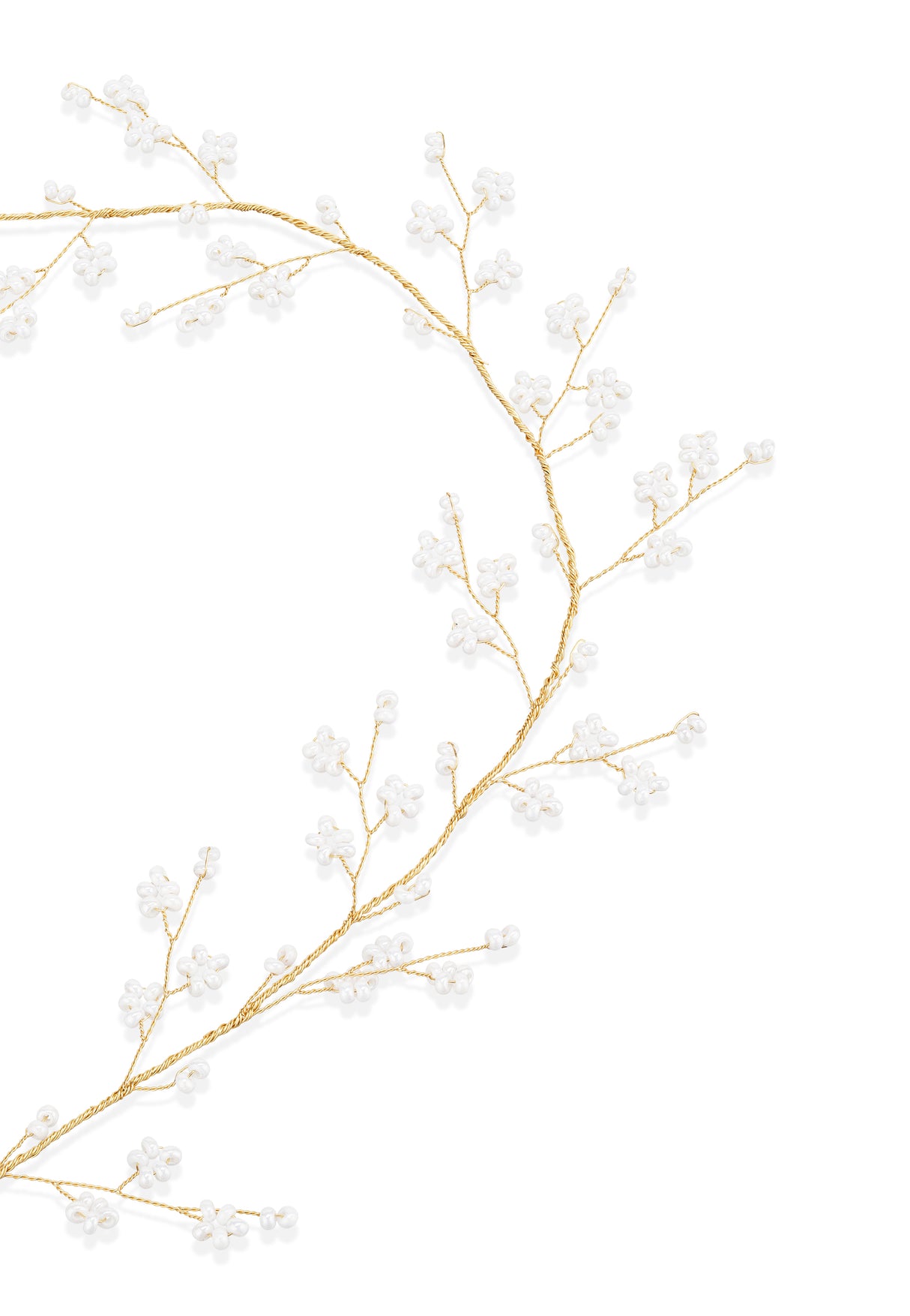 Celebride Décoration en fil de fer doré clair avec petites fleurs en perles