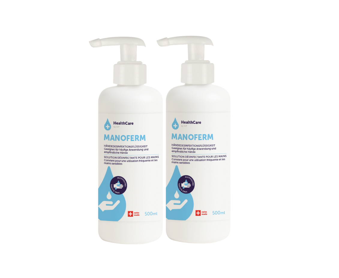Manoferm Bouteille de désinfectant sans alcool avec pompe doseuse