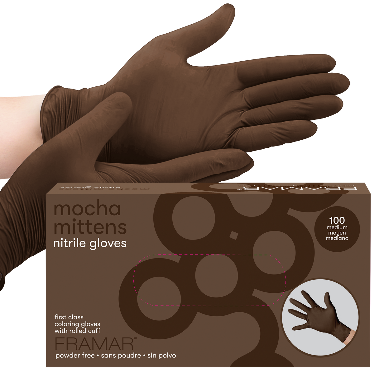 Gants Mocha en nitrile non poudrés