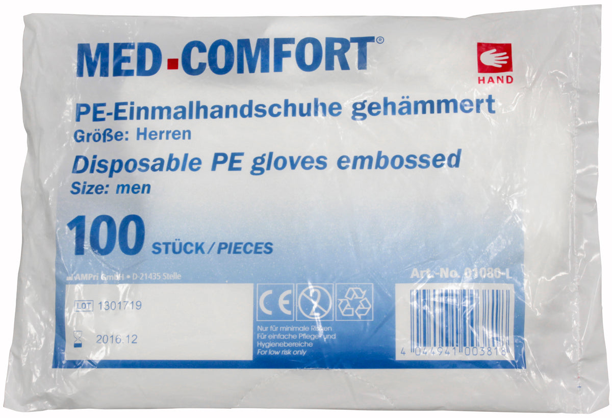 Einweghandschuhe Polyethyles gehämmert