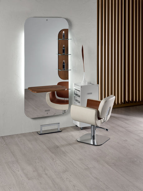 Salon Ambience Poste de coiffage New York, aspect bois
